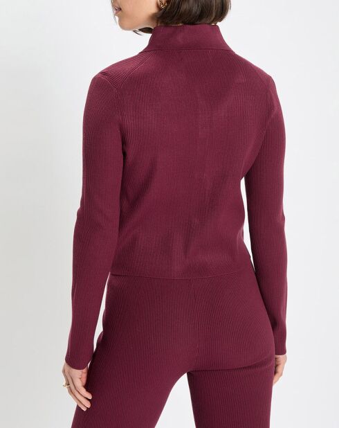 Cardigan col polo rouge foncé