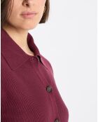 Cardigan col polo rouge foncé