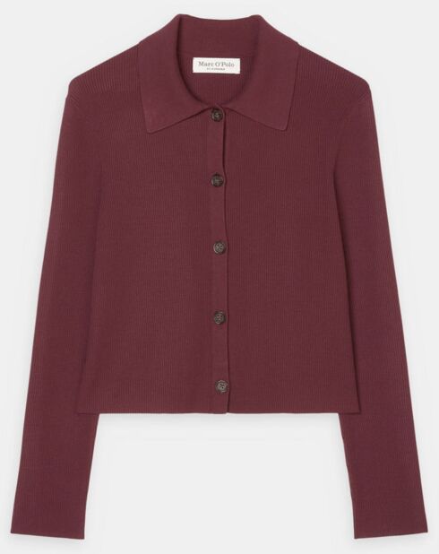 Cardigan col polo rouge foncé