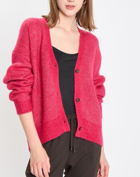 Cardigan en Laine & Alpaga mélangés framboise