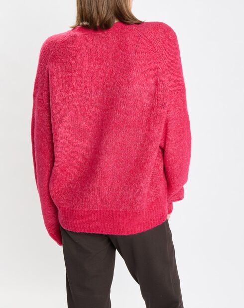 Cardigan en Laine & Alpaga mélangés framboise