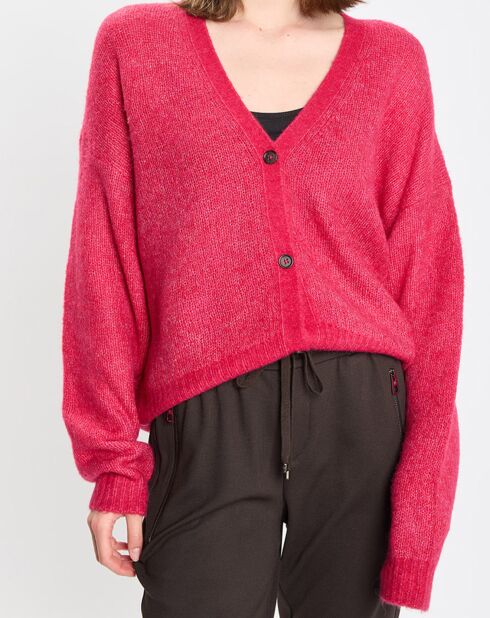 Cardigan en Laine & Alpaga mélangés framboise