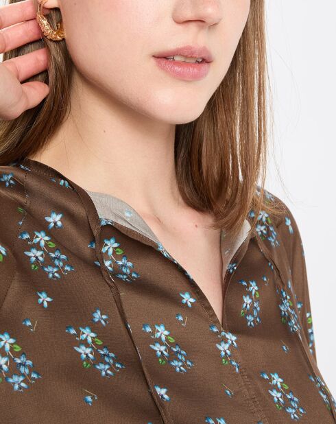 Blouse imprimée fleurs multicolore