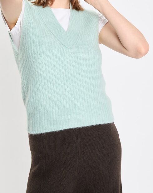 Pull sans manches en Laine & Alpaga mélangés bleu clair