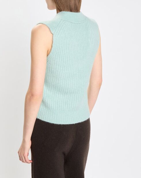 Pull sans manches en Laine & Alpaga mélangés bleu clair
