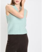 Pull sans manches en Laine & Alpaga mélangés bleu clair
