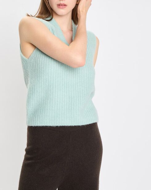 Pull sans manches en Laine & Alpaga mélangés bleu clair
