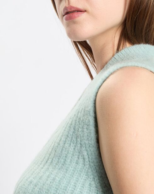 Pull sans manches en Laine & Alpaga mélangés bleu clair