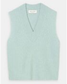 Pull sans manches en Laine & Alpaga mélangés bleu clair