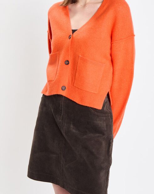 Cardigan en Laine mélangée orange