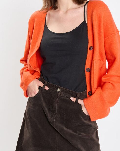 Cardigan en Laine mélangée orange