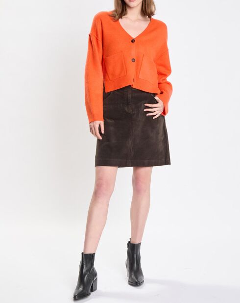 Cardigan en Laine mélangée orange