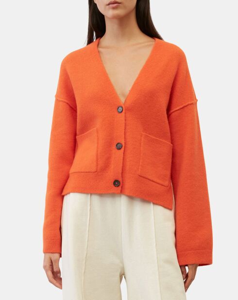 Cardigan en Laine mélangée orange