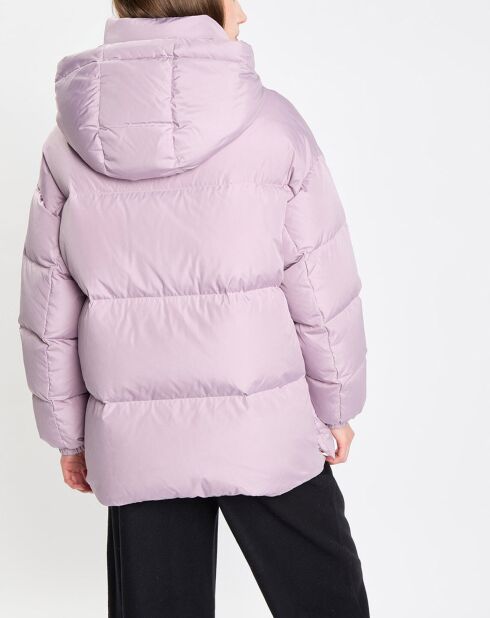 Doudoune courte à capuche violet clair