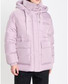 Doudoune courte à capuche violet clair
