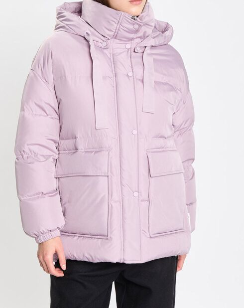 Doudoune courte à capuche violet clair