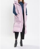 Doudoune longue sans manches 3 poches violet clair