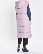 Doudoune longue sans manches 3 poches violet clair