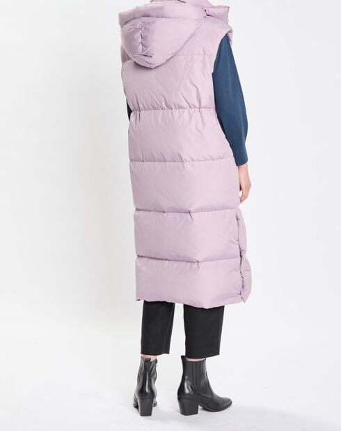 Doudoune longue sans manches 3 poches violet clair