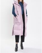 Doudoune longue sans manches 3 poches violet clair
