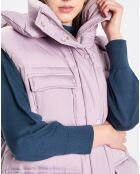 Doudoune longue sans manches 3 poches violet clair