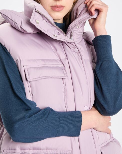 Doudoune longue sans manches 3 poches violet clair