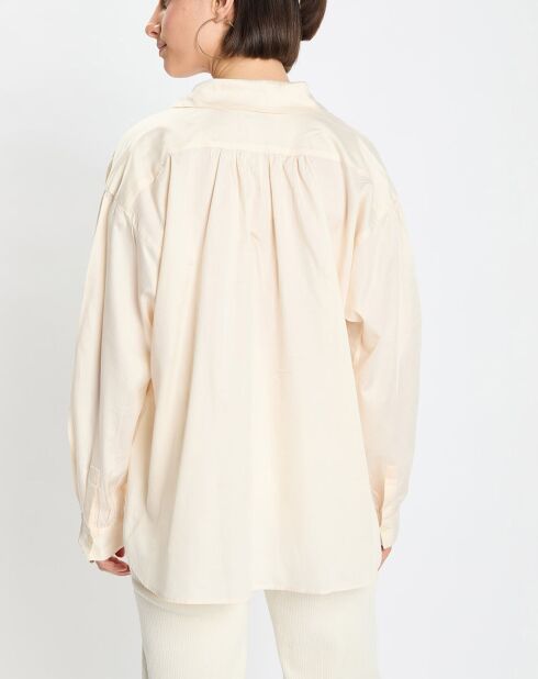 Blouse en Popeline col polo écrue