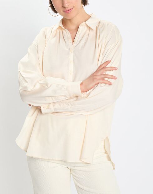 Blouse en Popeline col polo écrue