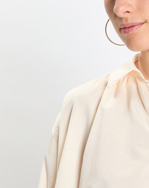 Blouse en Popeline col polo écrue