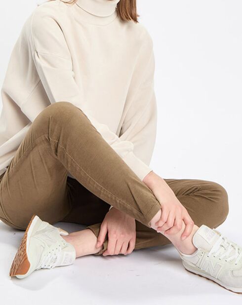 Sweat col roulé molletonné écru