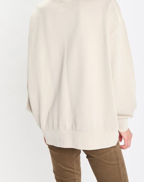 Sweat col roulé molletonné écru