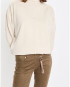 Sweat col roulé molletonné écru