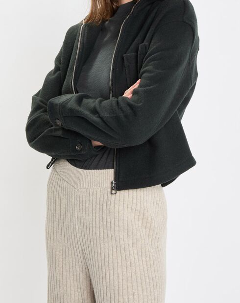 Veste en Laine mélangée vert foncé