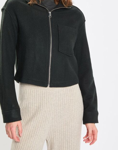 Veste en Laine mélangée vert foncé