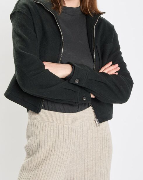 Veste en Laine mélangée vert foncé
