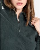 Pull long en Laine mélangé vert foncé