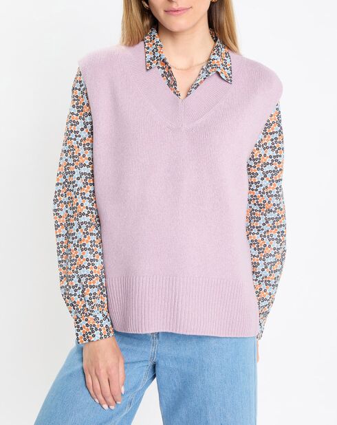 Pull sans manches en Laine mélangée  violet clair
