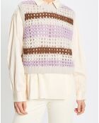 Pull sans manches 100% Laine Tricot multicolore