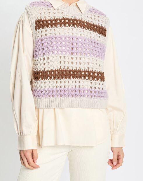 Pull sans manches 100% Laine Tricot multicolore