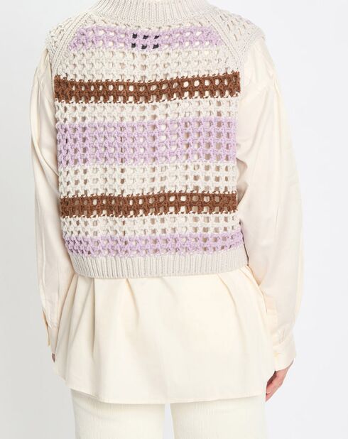 Pull sans manches 100% Laine Tricot multicolore
