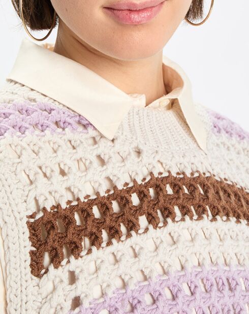 Pull sans manches 100% Laine Tricot multicolore