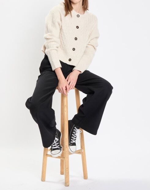 Cardigan en Laine mélangée à torsades écru