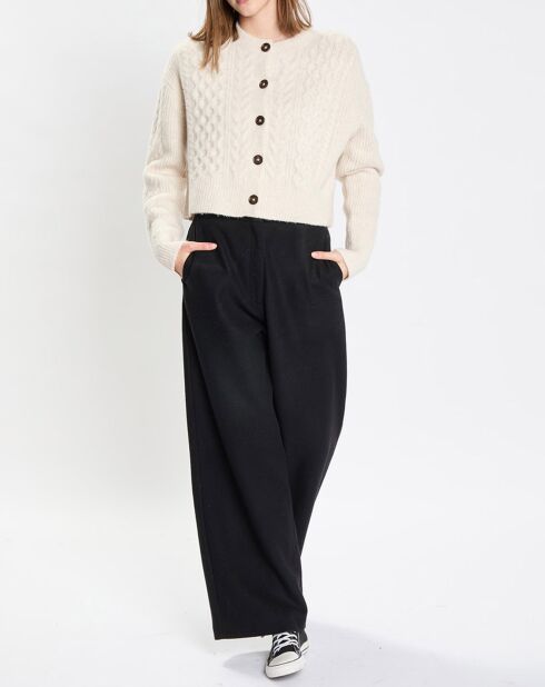 Cardigan en Laine mélangée à torsades écru