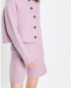 Cardigan en Laine mélangée à torsades rose