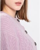 Cardigan en Laine mélangée à torsades rose
