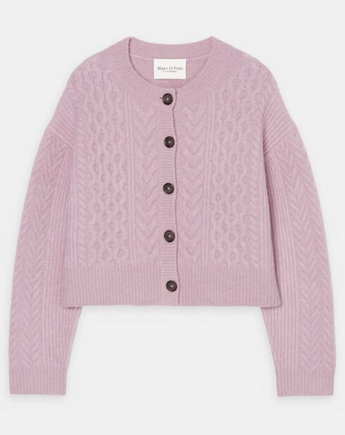 Cardigan en Laine mélangée à torsades rose