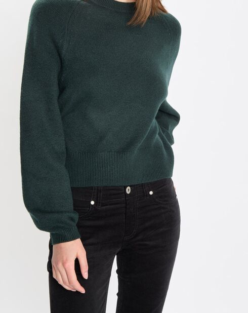 Pull en Laine mélangée manches raglans vert foncé