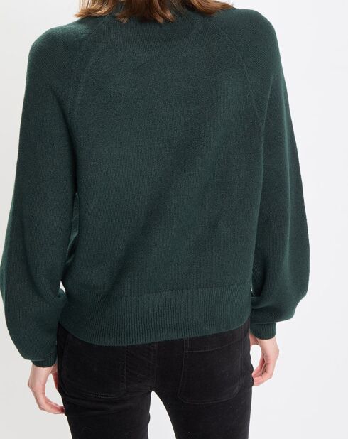 Pull en Laine mélangée manches raglans vert foncé
