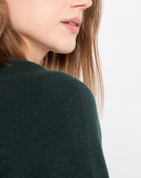 Pull en Laine mélangée manches raglans vert foncé