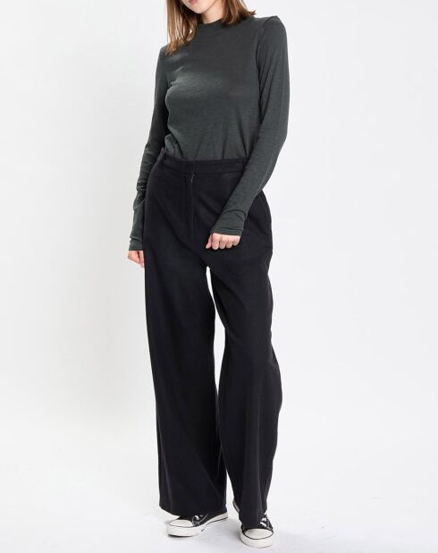 Pantalon large en Laine mélangée noir
